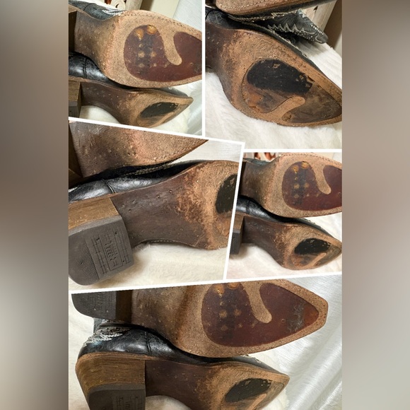 Corral A1048 Black Turquoise Wing Cross Studded Snip Toe Cowgirl Boots 9.5M - Picture 11 of 14